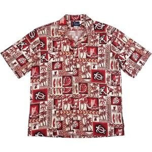 Vintage 90s Hawaiian Aloha Shirt Mens M Tribal Tiki Made in Hawaii
